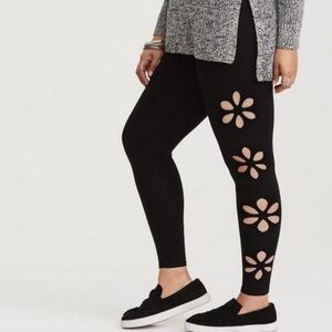 TORRID Black Floral Laser Cut Leggings